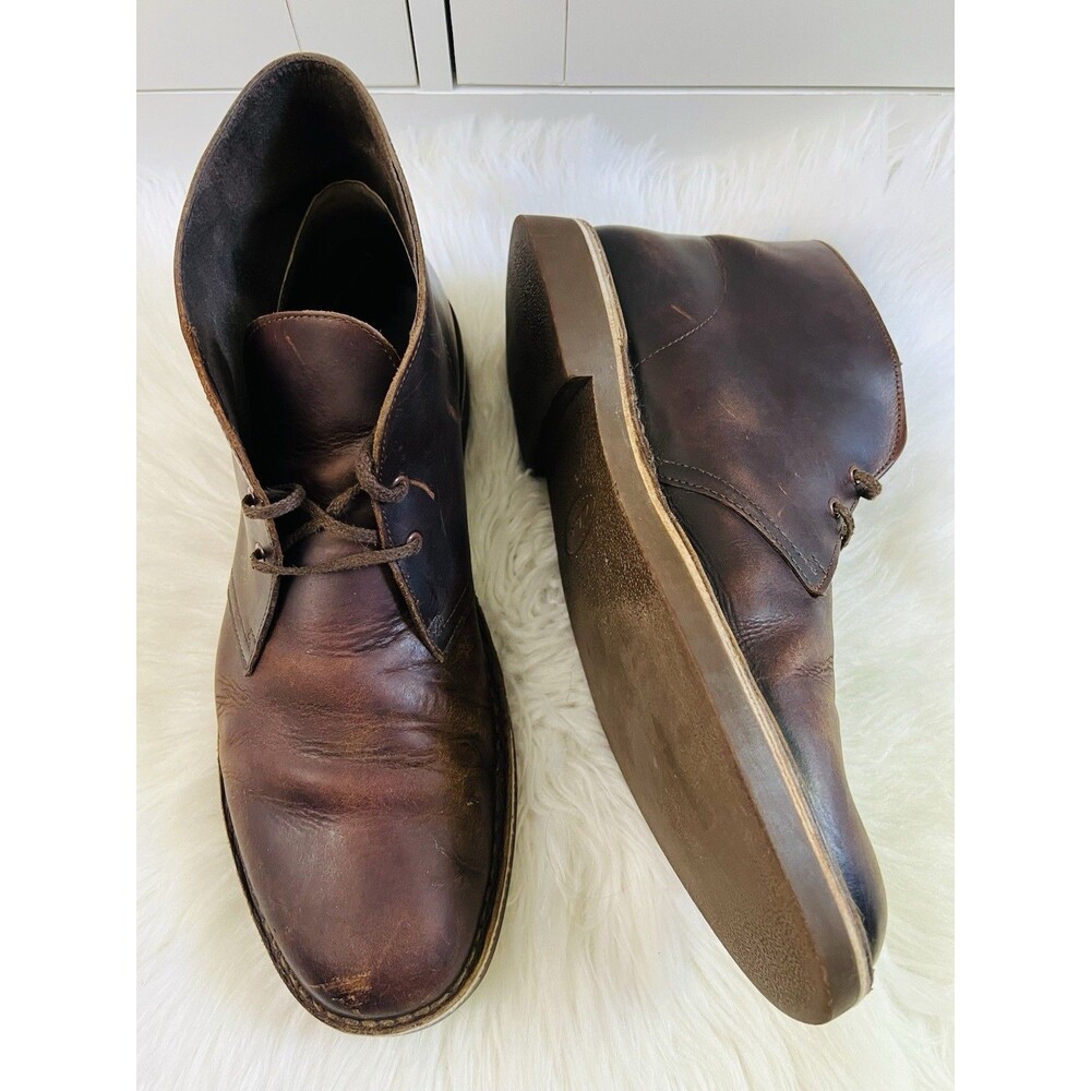 Clarks Bushacre 2 Dark Brown Worn Leather Chukka Desert Boots Mens Size 14M